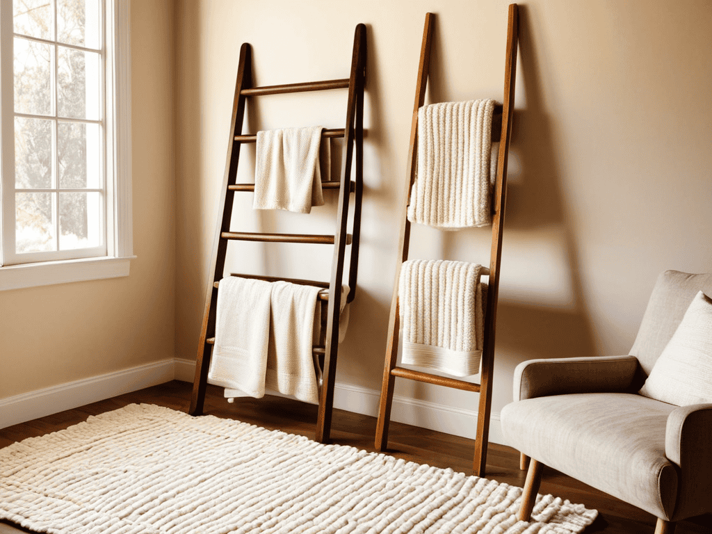 Diy blanket ladder for storage