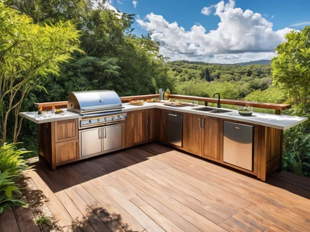 DIY outdoor kitchen island with grill