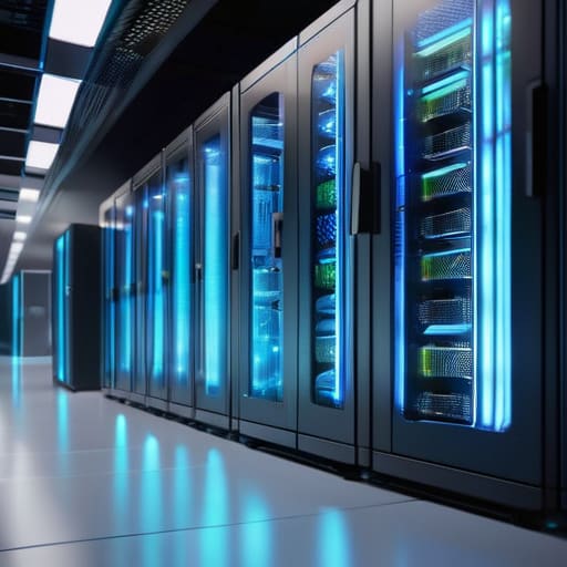 DePIN Distributed Compute Server Racks in datacenter.